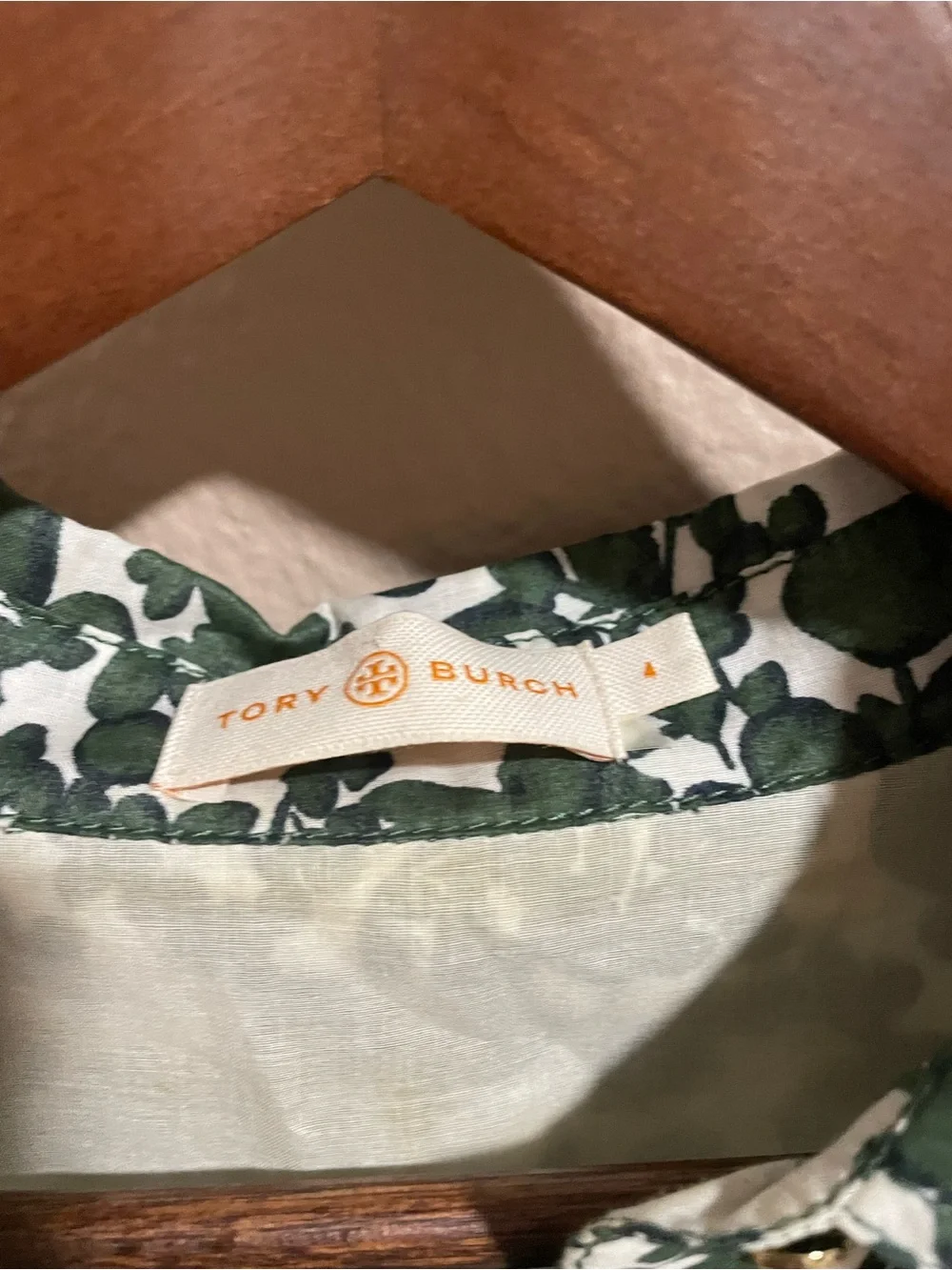 Tory Burch Green and White Floral Tie-Waist Dress